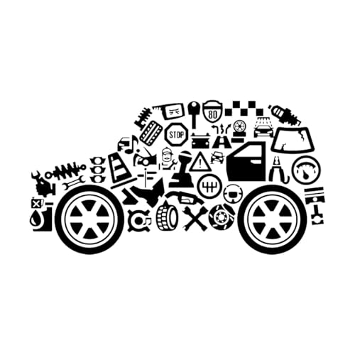 Autohaus Wandaufkleber Auto Service Reparatur Vinyl Kinderzimmer Innenwandtattoos Home Für Garage Jungen Spielzimmer-S-30x57cm-Black