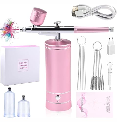 Daakro Wireless Airbrush Set, Portable Handheld Cordless Airbrush Gun, Mini Rechargeable Air Brush for Makeup, Cake Decoration, Tattoos, and Face Painting