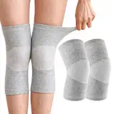 2 Stück Bambus Kniebandage Mit Kompression,Bambus Kniebandage,Kniebandage Männer Damen, Knie Bandagen Damen,Kniebandage Damen Arthrose,Knee Sleeves,Knieorthese Kniebandage Sport-Knieschoner (Grau,L)