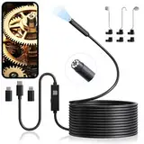 Endoskopkamera mit Licht, Aopick 1920 HD Endoskop-Kamera Handy mit 8 LED Licht, Kein WLAN Erforderlich Inspektionskamera Ip67 Wasserdichtes Kanal-Kamera für Android & iPhone, Samsung (16.4 ft/5m)