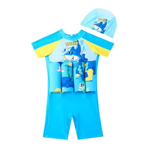 Generisch Jahr Mit Auftriebs-Badeanzug für Kinder, Schwimmtrainingsanzug für Kinder (4–8 Jahre) Tops Set (Blue, 6-7 Years)