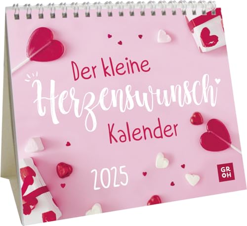 Mini-Kalender 2025: Der kleine Herzenswunschkalender: Kleiner Tischkalender mit Herzenswünsche Sprüchen | Mit Monatskalendarium | Schönes Geschenk für Mama