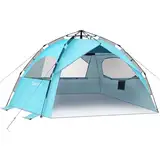 Glymnis Strandmuschel Quick Up Strandzelt Automatisches Strand Zelt UV-Schutz 50+ Windschutz kleines Packmaß Blau Strandzelt für 4 bis 6 Personen