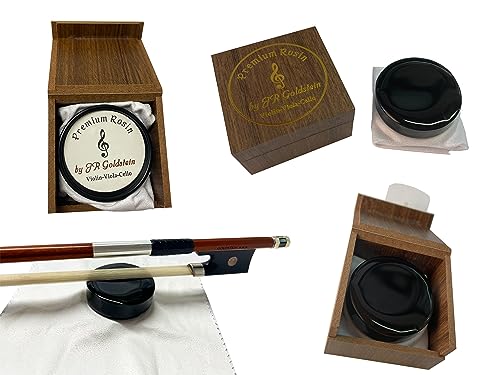 Premium Kolophonium Goldstein Geige Bratsche Cello, schwarz, edle Geschenkverpackung