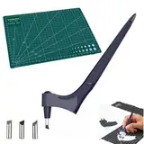 Pefctiordent Bastelwerkzeug, 360 Grad drehbare Klinge, Papierschneider, mit 15, 30, 45 Grad Gravurkopf und drehbarer Schneidematte, für Schablonen, Scrapbooking, Bastelarbeiten, Blau