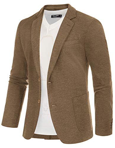 PJ PAUL JONES Herren Blazer Regular Fit Sportlich 2 Knöpfe Jersey Sakko für Business Hochzeit (Braun, L)