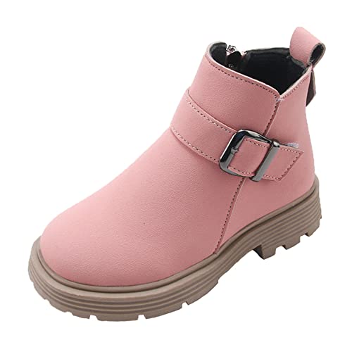 Große Mädchen-Stiefel, Schlupfstiefel, Leder, kurze Stiefel, rutschfest, atmungsaktiv, hautfarben, für große Mädchen, rose, 29 EU