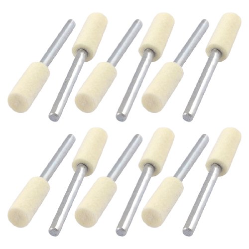 sourcing map 3 mm Schaft 6 mm Durchmesser Zylinder Polieren Polieren werden montiert Filz Bobs 12 PCS de