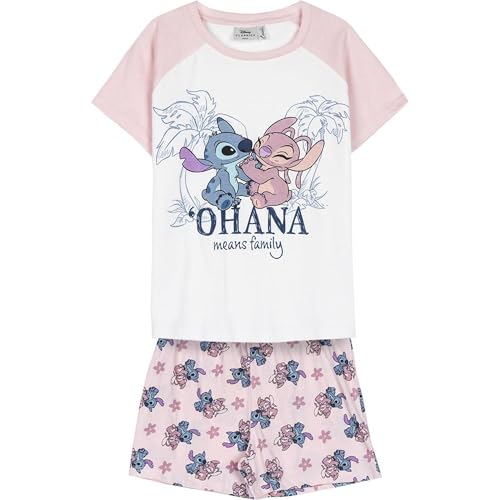 CERDÁ LIFE'S LITTLE MOMENTS Mädchen Stitch Schlafanzug Für Kinder Pajama Set, Pink and White, 10 Jahre EU