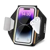 Sportarmband Handy Armbandhalter mit Reißverschlusstasche zum Laufen Running Armband für iPhone 15/14 Pro Max/13/12/11 Galaxy S23 /S22/Huawei P50 Pro/P40 Pro Handy Armband Joggen Mit Karten Halter