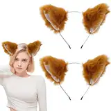 YNR Fuchs Kostüm Stirnband mit Ohren 2 Stück Orange Pelz für Fasching Cosplay Halloween