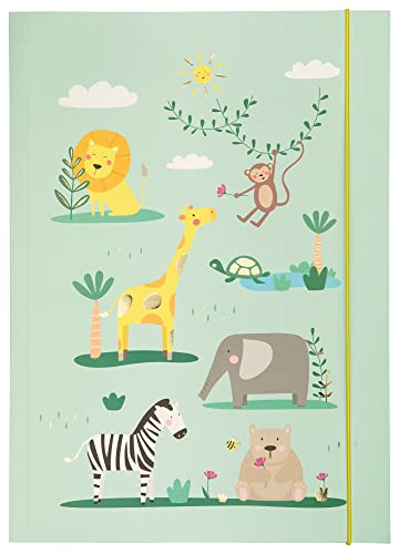 folia 69014 - Sammelmappe A3 Hot Foil Happy Safari, aus stabilem Karton mit Gummiband