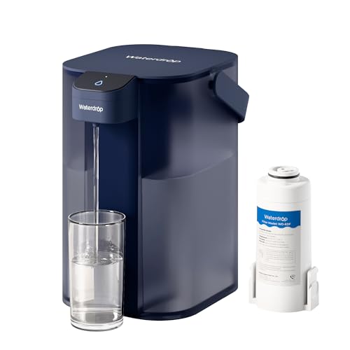 Waterdrop Sofortiger Elektrischer Wasserfilter Kanne, 3.5L 3 Monate Wasserfilter Outdoor Trinkwasser System, Reduziert Chlor, Blei, Quecksilber, PFAS, PFOA/PFOS, Blau (mit 1 757 Liter Filter)