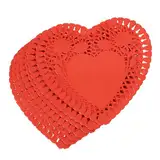 COSMEVIVI 100 Blatt Liebe saugfähiges Papier Mini-Kuchendeckchen Runde weiße Tischdecke Partydeckchen esspapier Herzförmige Papierdeckchen Valentinstag Deckchen Mini-Herz-Papierdeckchen rot