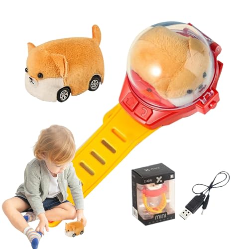 Ferngesteuertes Autouhr-Spielzeug, ferngesteuertes Handgelenkauto - Ferngesteuertes Spielauto, USB-Aufladung, Rennwagen | Plüschhund, elektrisches Spielzeug, 2,4 GHz, kleines Autospielzeug für Kinder