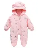 WYTbaby Baby Schneeanzug Fleece mit Kapuze Baby Overall Winter Herbst Warm Romper für Jungen Mädchen 0-3 Monate