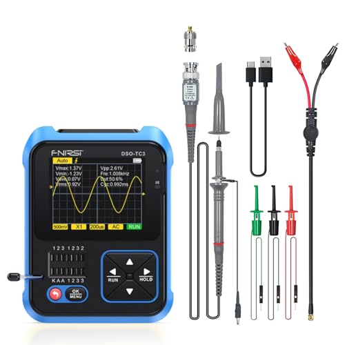 TC3 - Tragbares 3-in-1-Oszilloskop, ESR-Tester, 2,4-Zoll-TFT-Display, 1500 mA, digitales Mini-Oszilloskop, 200 kHz Bandbreite und 2,5 MS/s Abtastrate