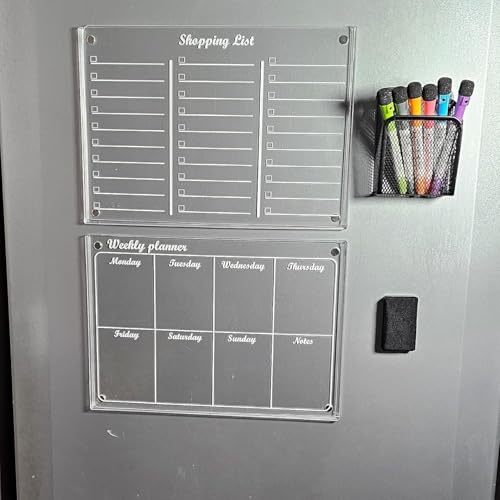 Magnetisches, transparentes Kühlschrankplaner-Kalender-Set – inklusive Stiften