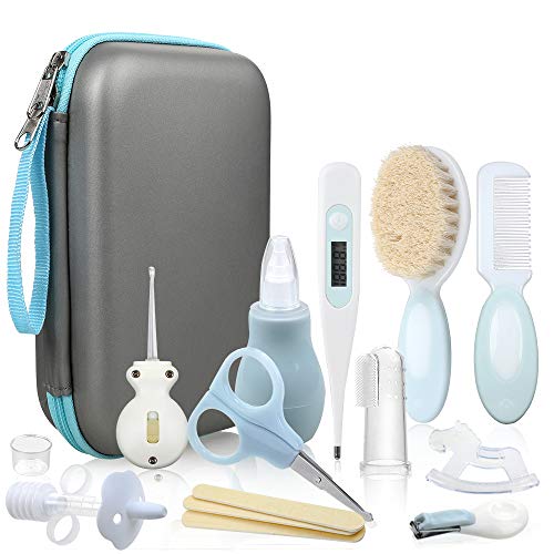 Lictin Babypflegeset 15 teiliges Pflegeset Neugeborene mit Baby Erstausstattung Babywanne für Neugeborene Kleinkinder Babys Blau