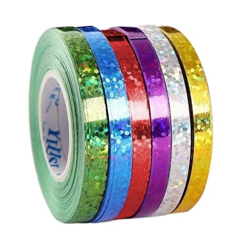 Tadipri 6 Roll 10 m Ringelband, Ballonband für Kunst und Handwerk, Dekoration, Geschenkverpackung, Dekoband Stoff Bänder zum Basteln und Geschenk Verpacken, Dekoration