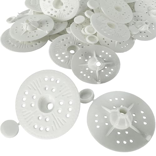 Dämmstoffteller 60mm zur Fixierung und Unterstützung aller Arten von weichen bis mittleren Dämmplatten und Platten, Lastverteilung (100 Stück)