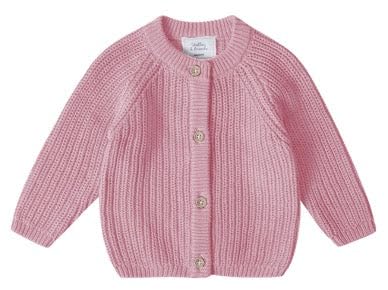 Stellou & friends Cardigan-Strickjacke für Mädchen und Jungen | Hochwertige Baby-Kleidung aus 100% Baumwolle | Gr. 62/68 - Rose Melange