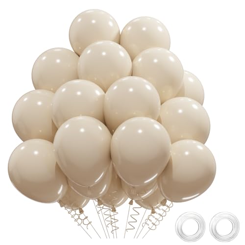 Luftballons Sandweiß, 52 Stück Latex Luftballons, Luftballons Matt, Sand Weiss Helium Ballons, Luftballons Für Geburtstagsdeko, Babyparty Deko, Hochzeitsdeko, Taufe Deko, Partydeko, 12 Zoll