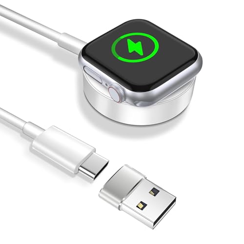 Ladekabel Drahtlos für Apple Watch - imodomio 1M USB C-USB A Schnellladegerät Kompatibel mit iWatch Serie 10/9/8/7/6/5/4/3/2 (Kein Adapter)