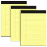 Roneky Notizblock A4 Legal Block, 3 Stück Gelbe Papier Block Liniert, Notizblöcke Schreibblock Liniert A4 Schmal Ruled Liniertes Papier Notizblöcke 30 Blatt Pro Schreibblock für Schule, Haus, Büro