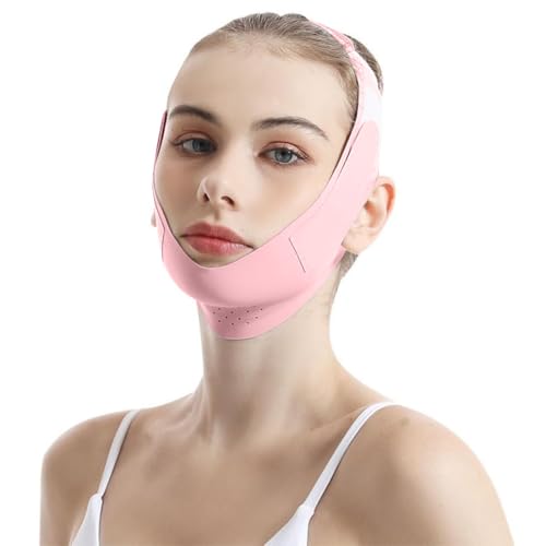 QOMJUFA Wiederverwendbarer Chin Strap,V-förmiges Kinn Gesichtsstraffungsband,Face-Lifting Maske für Frauen,gesichtsmaske v line lifting maske,Für den täglichen Gebrauch konzipiert,Rosa