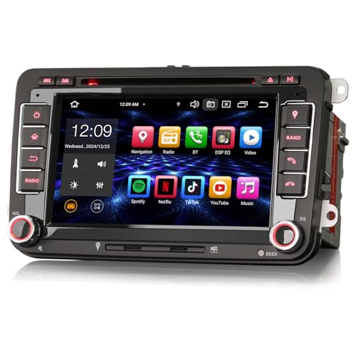 Erisin 7 Zoll 8-Kern 4GB+64GB Android 13 Autoradio mit GPS Navi Für VW Golf 5 Golf 6 T5 Touran Polo Sharan Passat Tiguan SEAT CD Player CarPlay Android Auto WiFi Bluetooth DAB+ OBD2 RDS OPS SWC USB