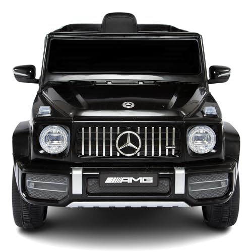Babycar Mercedes G63 Sportversion AMG (Schwarz) Elektroauto für Kinder Offiziell mit Lizenz 12 Volt Batterie mit Fernbedienung 2,4 GHz Türen mit MP3
