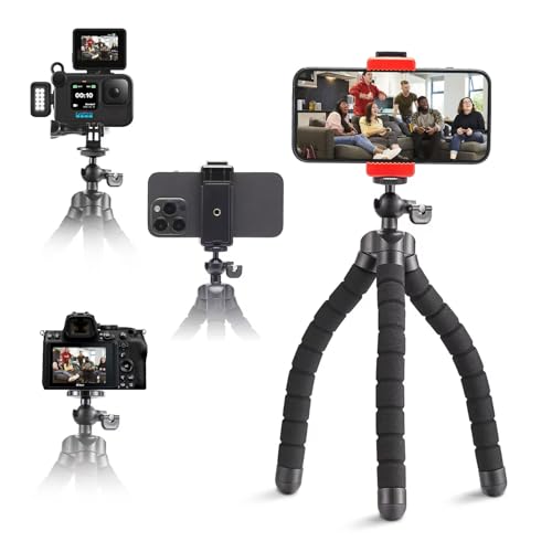 Telefon-Stativ, Mini-Halter, Tragbare Reise-Kamera-Handy-Halterung, Flexibles Octopus-Stativ für Schreibtisch, Reisen, Outdoor - Kompatibel Mit iPhone, Android Phones, Kameras, GoPro (ATAY-11)