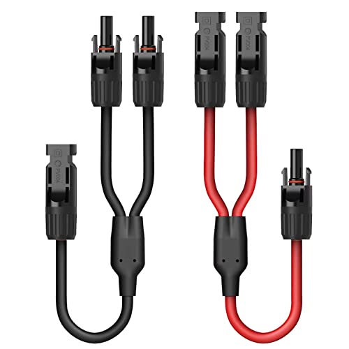 Mycket Solar Cable Y-Splitter (1 to 2) Solar Panel Cable Solar PV Parallel Adapter Solar Panel Cable MMF+FFM for Parallel Photovoltaic Connector (1 Red + 1 Black)