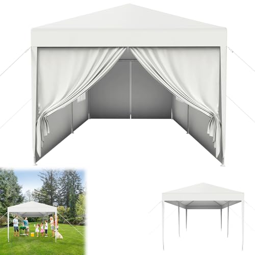 Froadp Pavillon 3x6 m, Wasserdicht Winterfest Gartenpavillon mit 6 Seitenteilen und Fenstern für Garten und Camping, UV-Schutz, Stabil Festzelt für Party, Hochzeit, Outdoor-Events, Weiß