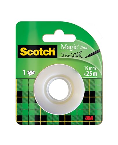 Scotch Magic Tape - 1 Rolle, 19 mm x 25 m - Unsichtbares Klebeband für allgemeine Zwecke zur Reparatur, Etikettierung und Versiegelung von Dokumenten