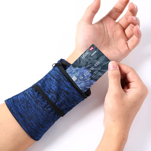 Handgelenk Beutel, Sport Handgelenktasche mit Reißverschluss, für Laufen, Joggen, Spazieren, Gassi gehen, Fahrrad und Yoga etc (Royal Blue, L)