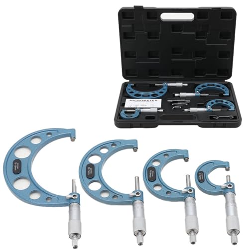 ECUTEE Mikrometer Set 4 Stück Micrometer Bügelmeßschrauben Set Messbereich 0-25 mm, 25-50 mm, 50-75 mm, 75-100 mm Mikrometerschraube Mikrometer Satz Außendurchmesser Bügelmessschraube