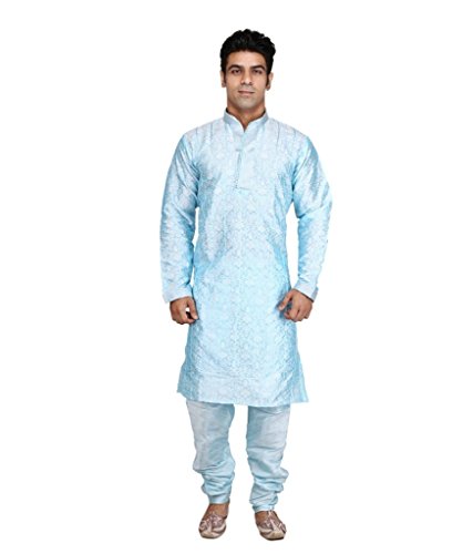 Royal Men's Blue Designer Jacquard Pintex Sherwani