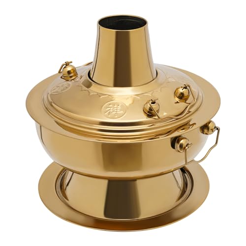 Mongolischer Hot Pot Klarer Suppen Hotpot und Chinesischer Holzkohle Heiztopf Sind Geeignet mit Schornstein Catering Küchenkochgeschirr Pot Topf Edelstahl Trennwand für Party Pot 2.3L