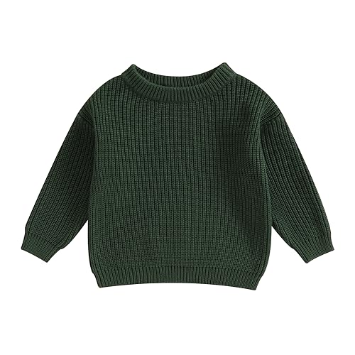 MAHUAOYIXI Baby Jungen Mädchen Herbst Pullover Einfarbige Strickpullover Langarm Rundhalsausschnitt Pullover Baby Jungen Mädchen Warm Winter Strickwaren Baby Pullover Tops