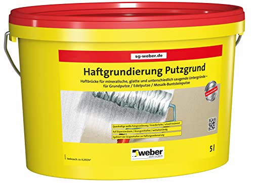 WEBER | Haftgrundierung Putzgrund 5 Liter | schnell trocknend, lösungsmittelfrei & wetterbeständig | für Renovierungsarbeiten | Grundputz Edelputz Haftvermittler