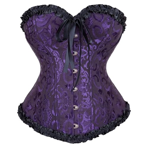 KEIZHUONIQIU Corsette Top Frauen Corsagen Vollbrust Überbrustkorsett Piraten Korsett Damen Corset Top Corsage Korsett Damen Halloween Vintage Halloween Korsett Damen Party Brokatkorsett Korsett Top