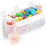 Lifewit Badezimmer Spielzeug Boxen mit 2 Fächern, Badewanne Toy Organizer, wandmontiert, Kinder Dusche Spielsachen Halterung mit 3 Haken, viel Platz für schnellen Zugriff & Sortierung, Kleinkind