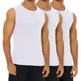 FALARY Unterhemden Herren Tank Top gekämmte Baumwolle Gym Fitness Sport Männer 3er Pack Weiß M