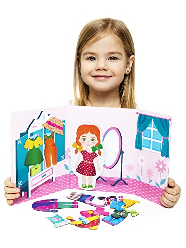 MAGNIKON Magnetspiel Agatha Die Puppe - Magnete Kinder, Magnetische Spiele für Unterwegs, Geschenke für Mädchen Magnetische Anziehpuppe, Magnetspielbuch Anziehpuppe, Puppe Zum Anziehen Mit 22 Magneten