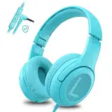 awatrue Kopfhörer Kinder, Kabel Kinderkopfhörer mit Mikrofon, Over Ear kopfhörer Kinder 85/94dB Lautstärkenbegrenzer, Stereo Sound, Faltbare, Einstellbar, Audio-Sharing