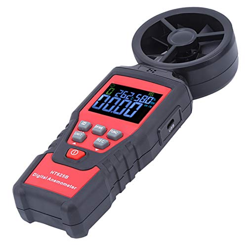 HT625B Digitales Anemometer, Luftstrom-Geschwindigkeitsmesser, Temperatur- und Feuchtigkeitstester, Messgerät mit Reibungsarmer Lagertechnologie, Acht Blätter,