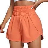 Shorts Damen Sommer, Kurze Sporthose Damen, Fashion Elegant Kurzhose Fitness Laufhose Schnell Trocknendes Sweatshorts Sport Sommerhose Tunnelzug High Waist Hotpants