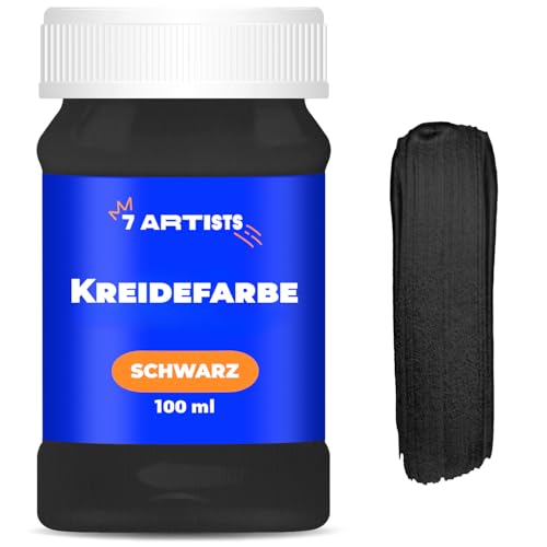 7 Artists Chalk Paint Schwarz 100 ml Kreidefarbe für Möbel | Kreidefarbe für Holz auf Wasserbasis - Schwarz Farbe für Möbel ohne Schleifen | Kreidefarbe Möbel, Wand, Holz und andere Oberflächen